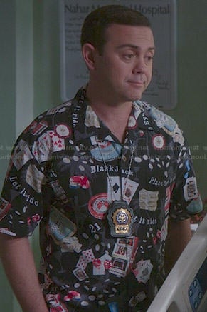 Boyle’s blackjack print shirt on Brooklyn 99