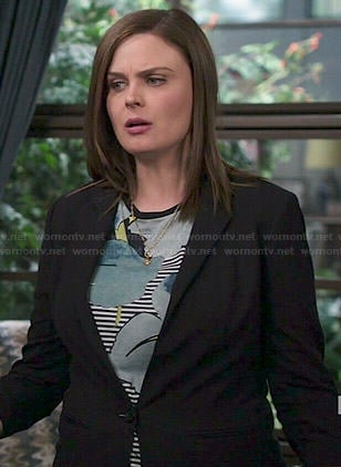 Brennan’s striped and floral print top on Bones