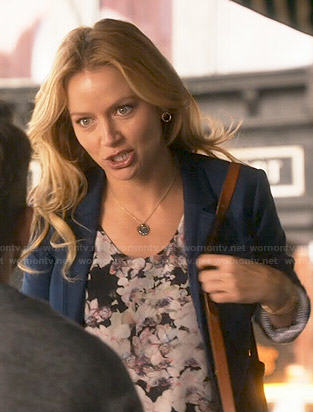 Caryn’s black floral top on Weird Loners