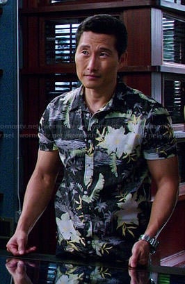 Chin’s black tropical shirt on Hawaii Five-O