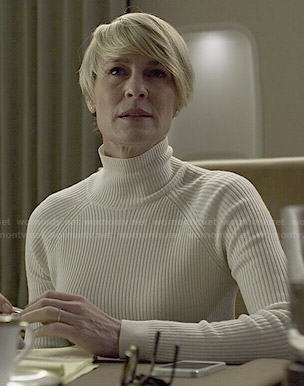 Claire’s white mock neck sweater on House of Cards