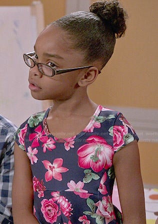 Diane’s navy and pink floral dress on Black-ish