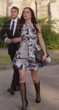 Princess Eleanor’s printed fit and flare dress and cutout boots on The Royals