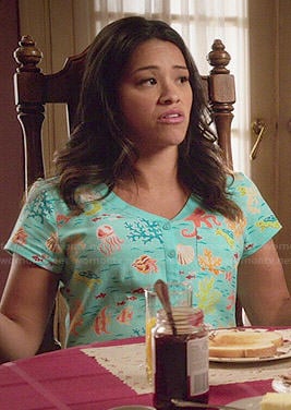 Jane’s sea creatures printed nightgown on Jane the Virgin