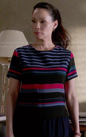Joan’s blue and red striped top on Elementary