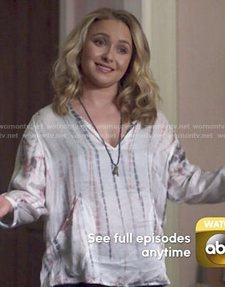 Juliette’s tie dyed top with pockets on Nashville