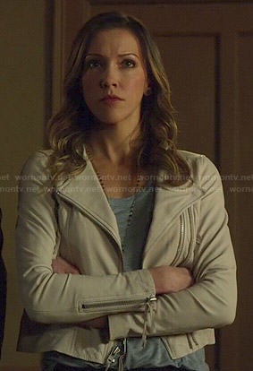 Laurel’s white leather jacket on Arrow