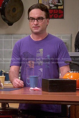 Leonard’s purple bird graphic tee on The Big Bang Theory