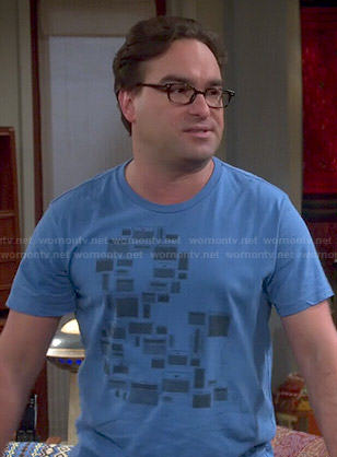 Leonard’s blue ampersand tee on The Big Bang Theory