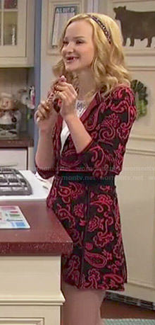 Liv’s black and red paisley print skirt and sweater set on Liv and Maddie