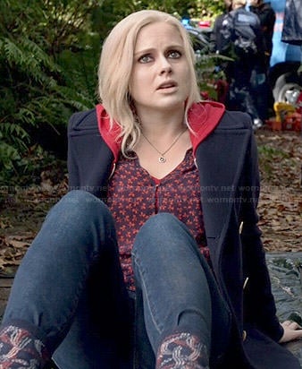Liv’s navy and red printed blouse on iZombie