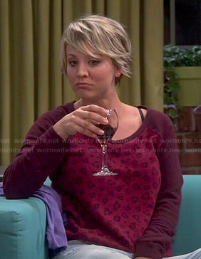 Penny’s dark red leopard print sweater on The Big Bang Theory