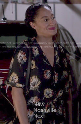 Rainbow’s floral jumpsuit on Black-ish