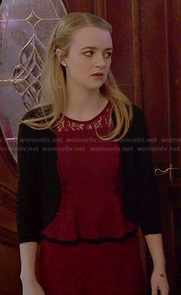 Taylor’s red lace peplum dress on Finding Carter