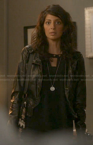 Zara’s black leather jacket on Weird Loners