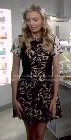 Abby’s black and white floral dress on The Young and the Restless