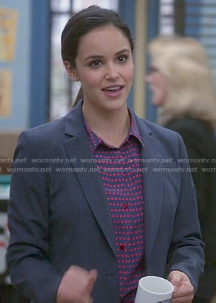 Amy’s navy and red polka dot shirt on Brooklyn Nine-Nine