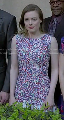 Britta’s floral and stripe print drop-waist dress on Community