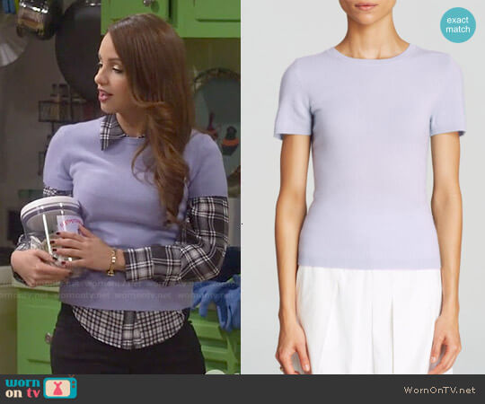 C By Bloomingdales Cashmere Short Sleeve Sweater worn by Sofia Rodriguez (Aimee Carrero) on Young and Hungry