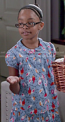Diane’s blue bird print top and skirt set on Black-ish