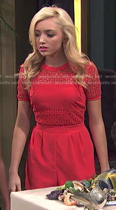Emma’s red eyelet top and shorts on Jessie
