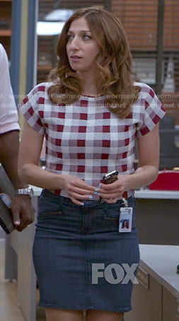Gina’s red gingham checked top on Brooklyn Nine-Nine