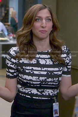 Gina’s black and white striped print top on Brooklyn Nine-Nine