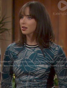 Ivy’s green palm leaf print sweater on The Bold and the Beautiful