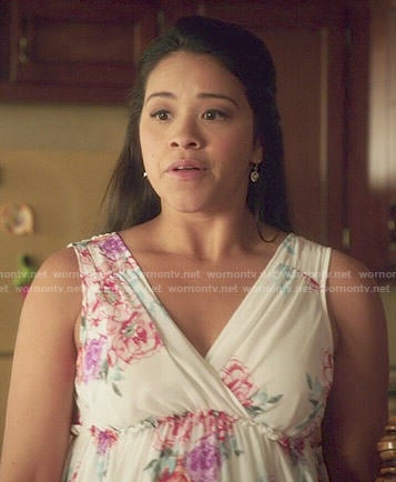 Jane’s white and pink floral dress on Jane the Virgin