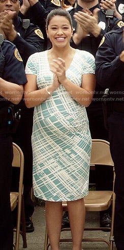 Jane’s aqua printed wrap dress on Jane the Virgin