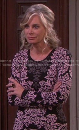 Kristen’s pink and black printed dress on Days of Our Lives