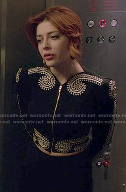 Louise’s black embroidered jacket on Revenge