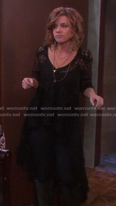 Melanie’s black lace high-low top on Days of Our Lives
