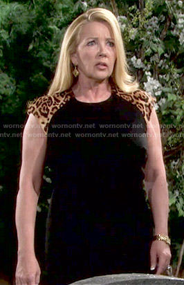 Nikki’s black dress with leopard shoulders on The Young and the Restless