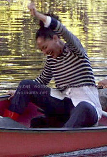 Rainbow’s striped crop sweater and shirt on Black-ish