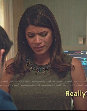 Xiomara’s grey beaded neck tank top on Jane the Virgin