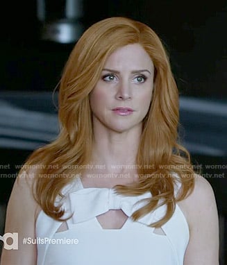 Donna’s white bow front cutout dress on Suits