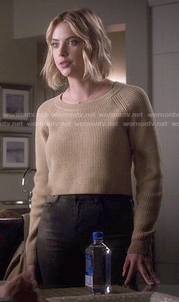 Hanna’s tan cropped sweater on Pretty Little Liars