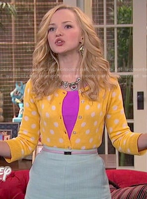 Liv’s yellow polka dot cardigan and mint skirt on Liv and Maddie