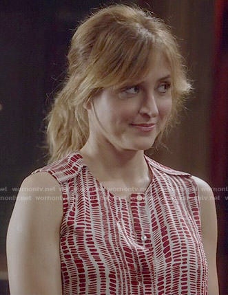 Maura’s red dashed print blouse on Rizzoli and Isles