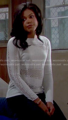 Maya’s off-white perforated sweater on The Bold and the Beautiful