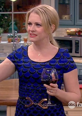 Mel’s blue scalloped print dress on Melissa and Joey