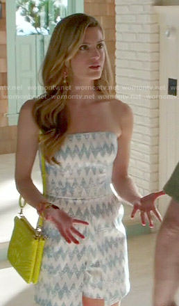Paige’s chevron striped strapless romper on Royal Pains