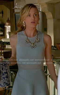 Paige’s blue mesh panel dress on Royal Pains