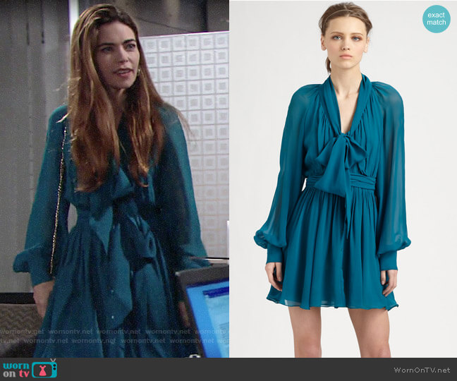 Rachel Zoe Arielle Bishop Sleeve Dress worn by Victoria Newman (Amelia Heinle) on The Young and the Restless