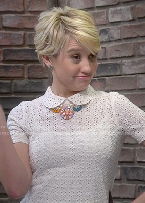 Riley’s white collared eyelet top on Baby Daddy