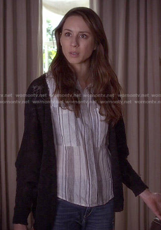 Spencer’s grey vertical striped shirt on Pretty Little Liars