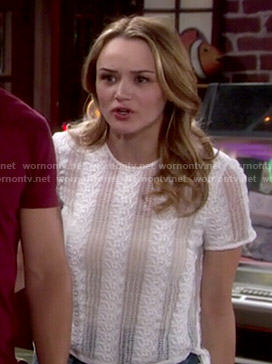 Summer’s white lace top with side ties on The Young and the Restless