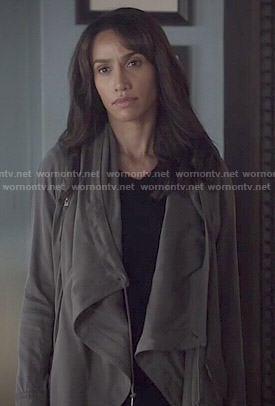 Tess’s draped front coat on Beauty and the Beast
