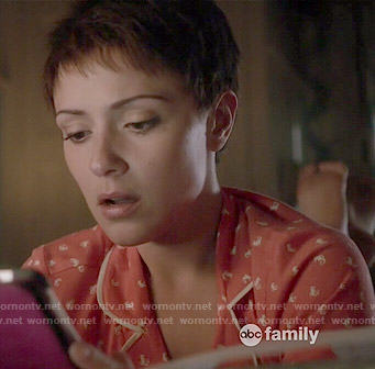 April’s coral seahorse print pajamas on Chasing Life